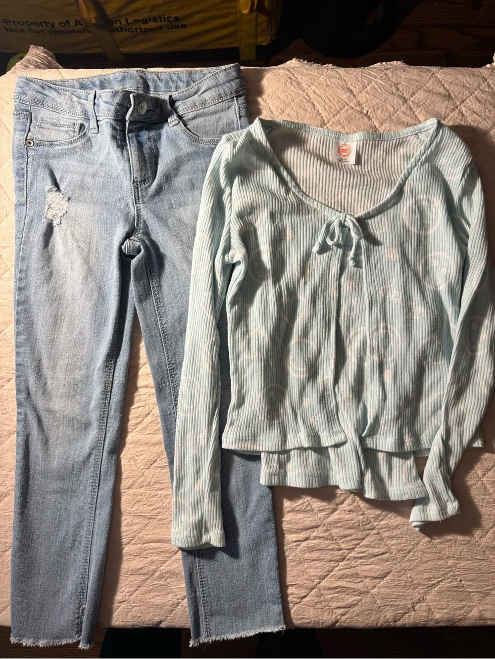 Bundle set of 7 outfits, 2 dresses, 5 tops/bottoms long sleeve 12 total pieces
